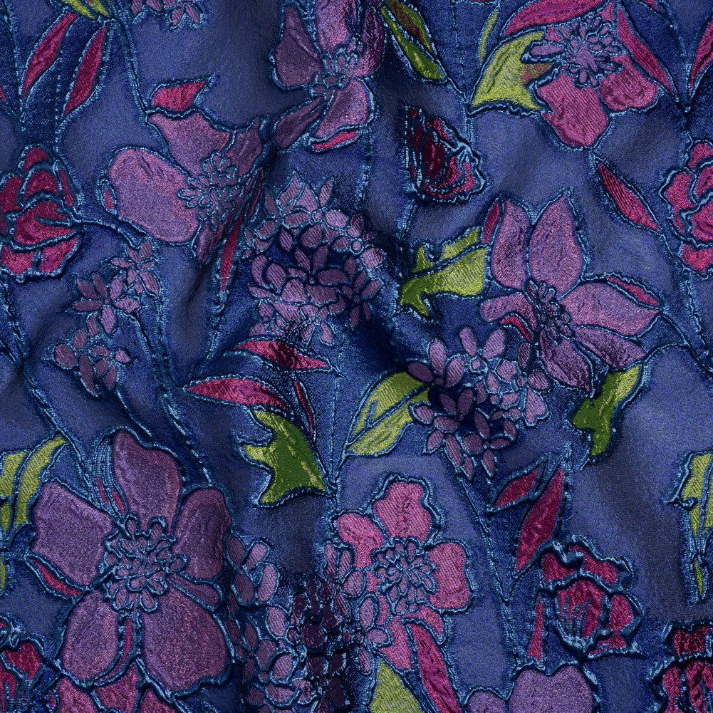 Metallic Burnout Brocade - Pink, Purple and Royal Blue Festive Florals - Joann Fabrics