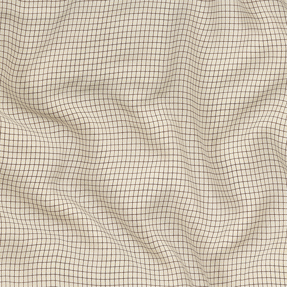 Buttercream, Yellow and Brown Tattersall Check Washed Viscose Twill - Joann Fabrics
