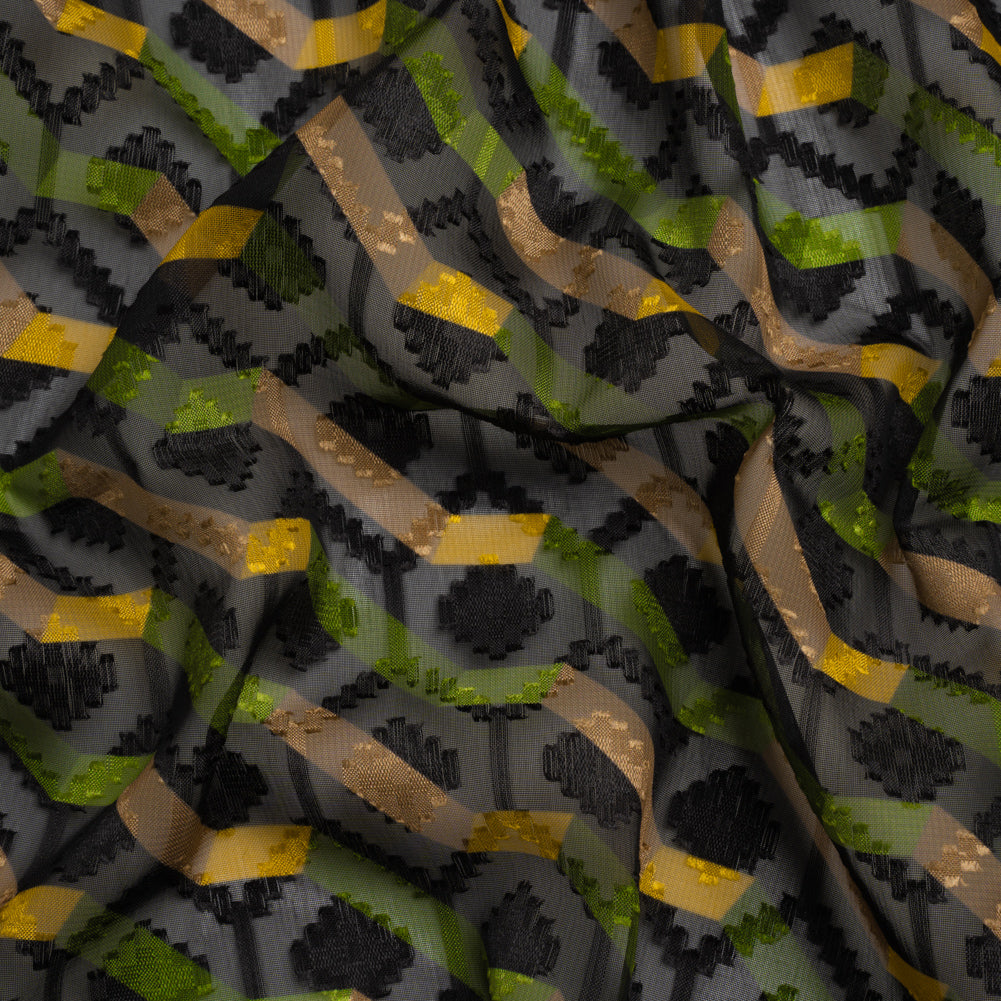 Geometric Burnout Polyester Woven Print - Green Zig Zags - Mood Exclusive Wicked Will Island - Joann Fabrics
