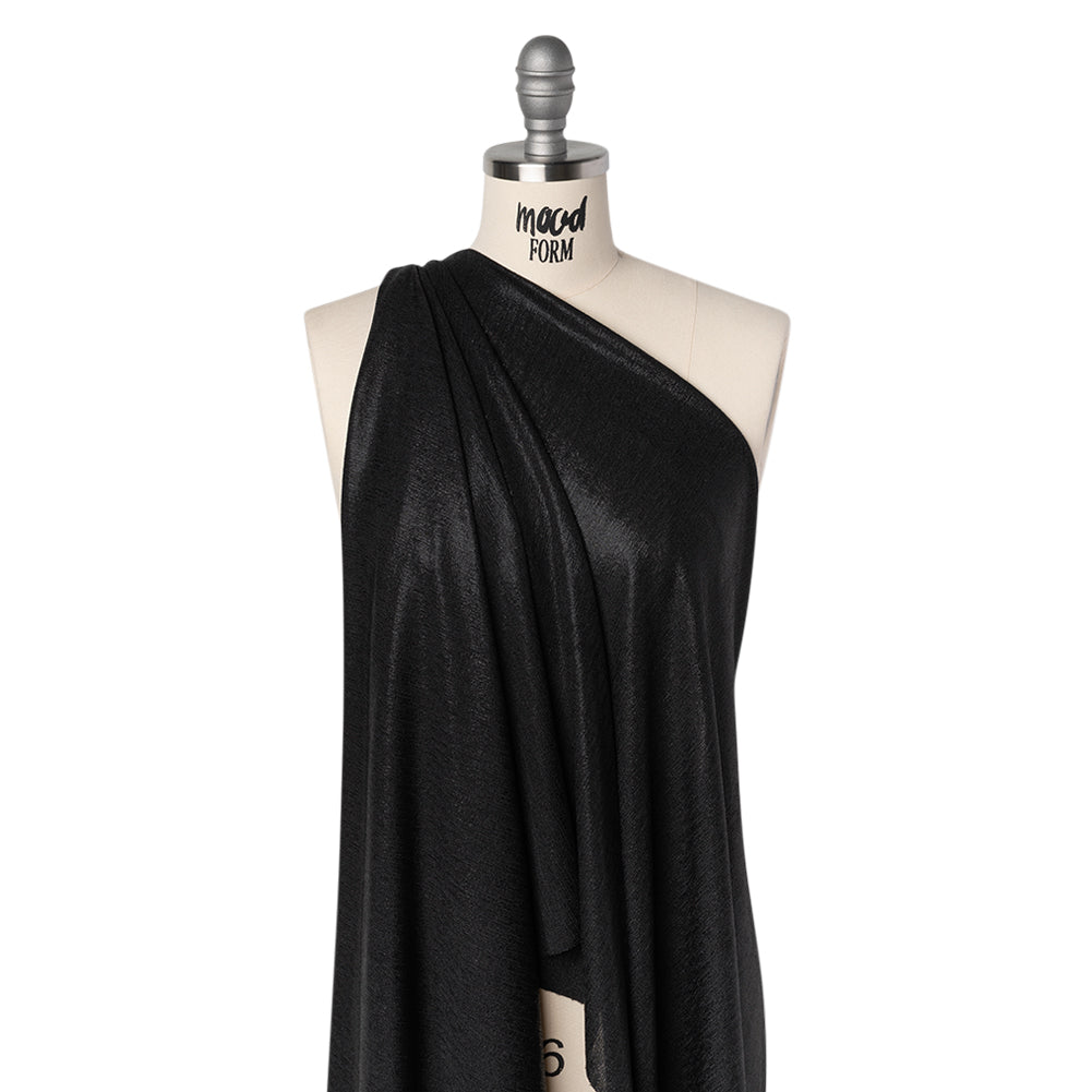 Metallic Foiled Uneven Stretch Rib Knit - Black on Black - Estelle Collection - Joann Fabrics