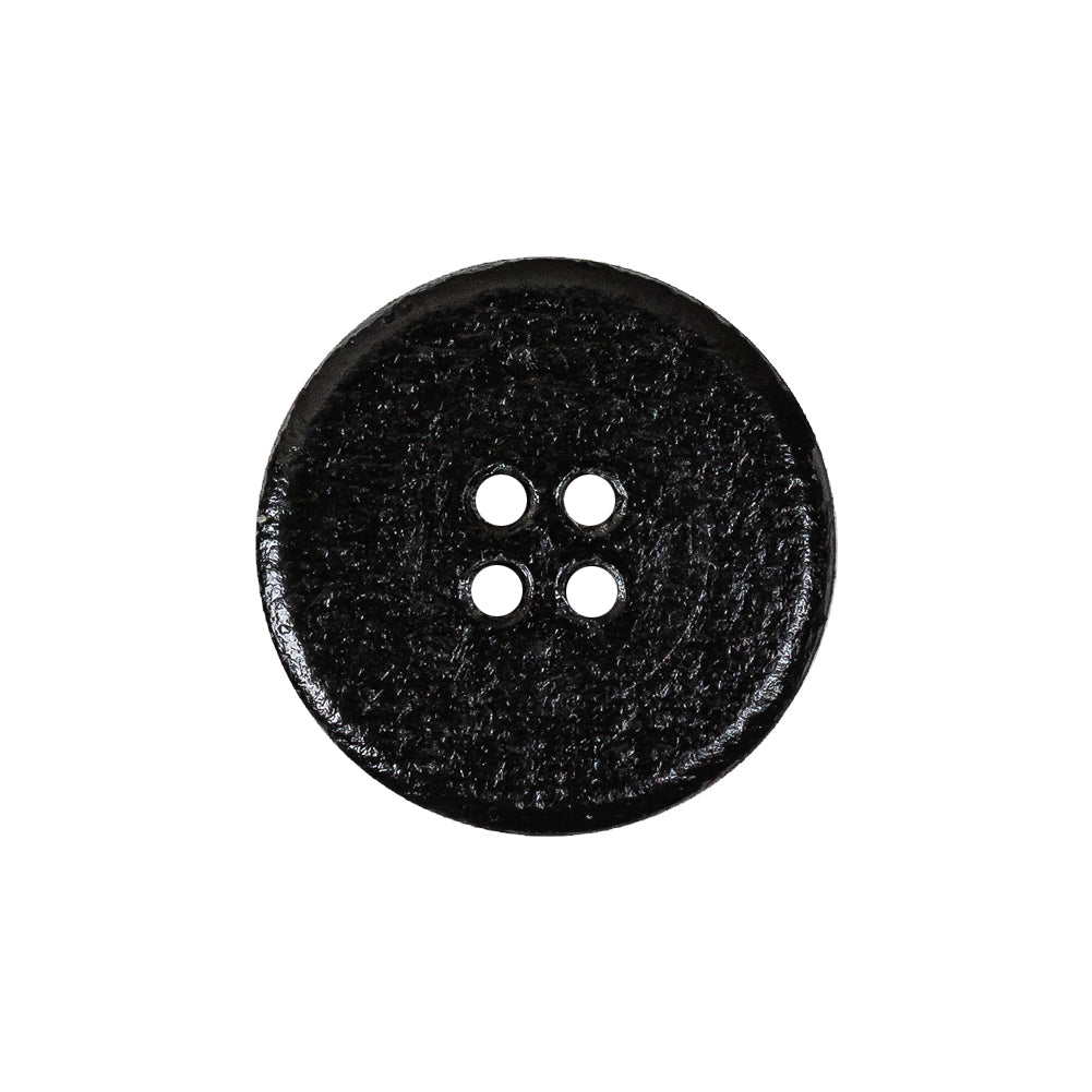 Italian Black Low Convex 4-Hole Leather Button - 36L/23mm - Joann Fabrics