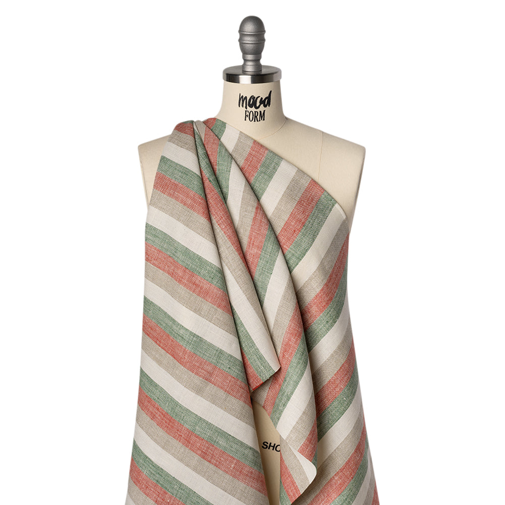 Heavyweight Linen Woven - Red, Green and White Awning Stripes - Joann Fabrics