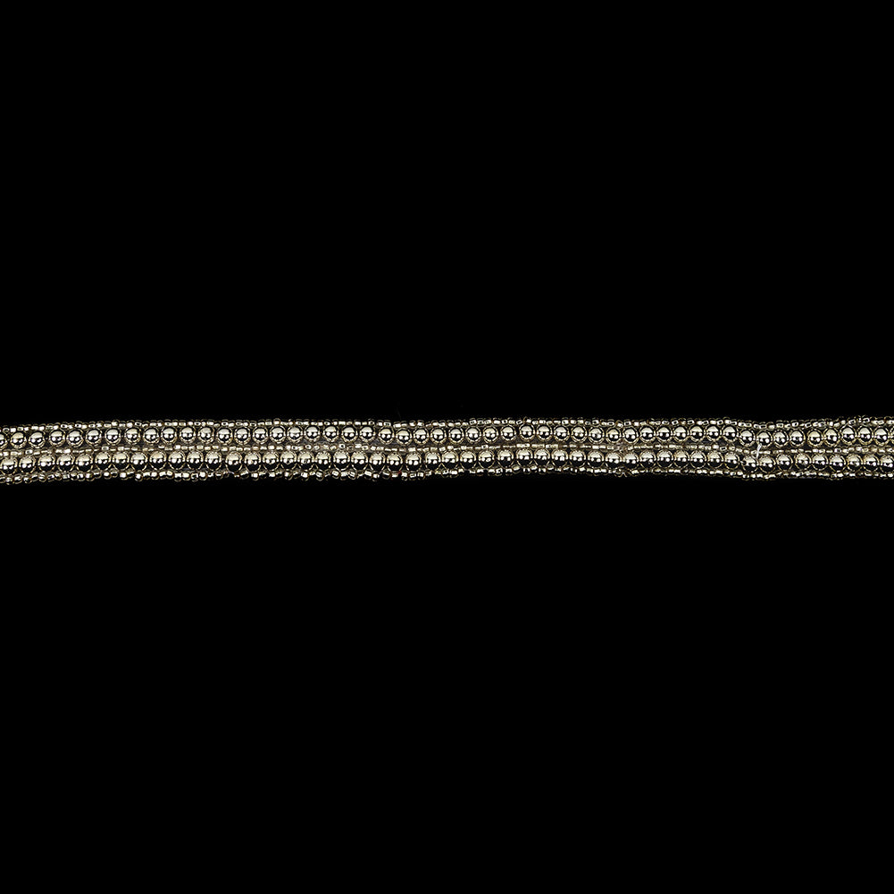 Vintage Two Row Silver Ball and Silver Lined Seed Beaded Trimming - 0.5