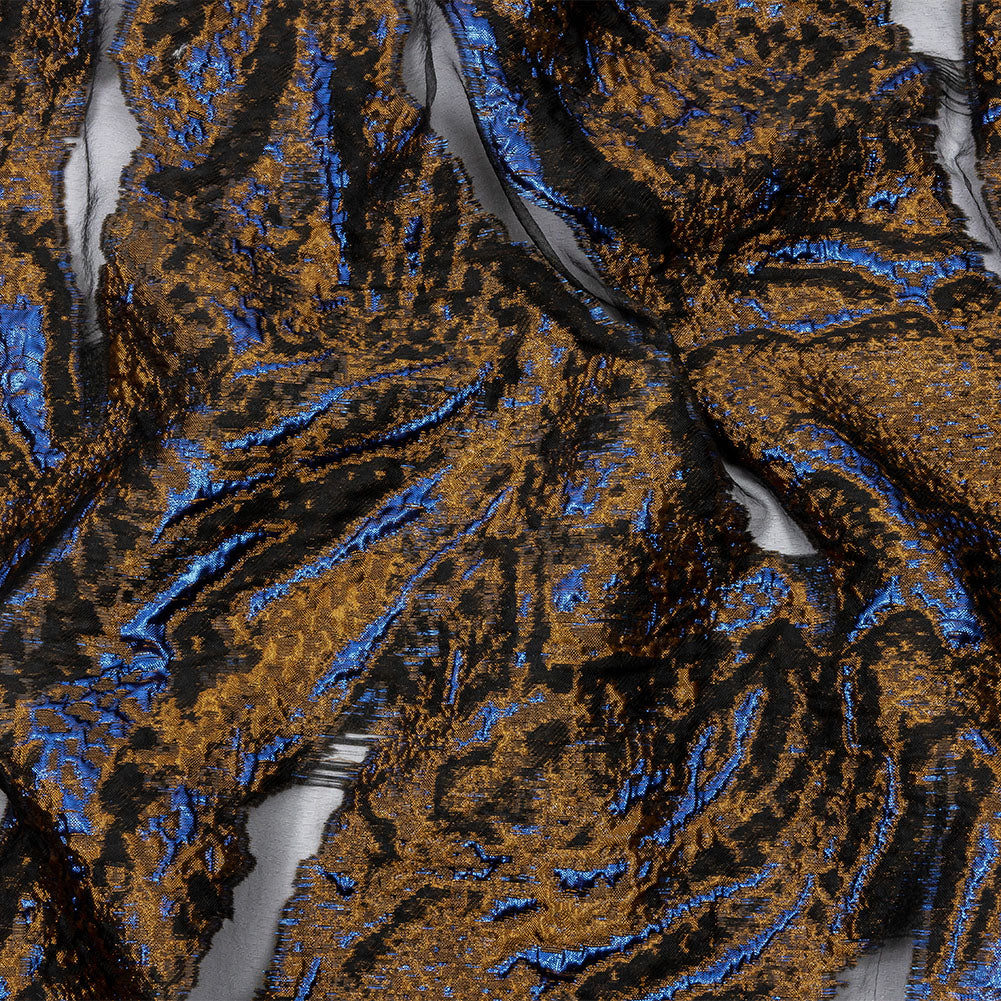 Metallic Copper and Berry Blue Abstract Luxury Burnout Brocade - Joann Fabrics