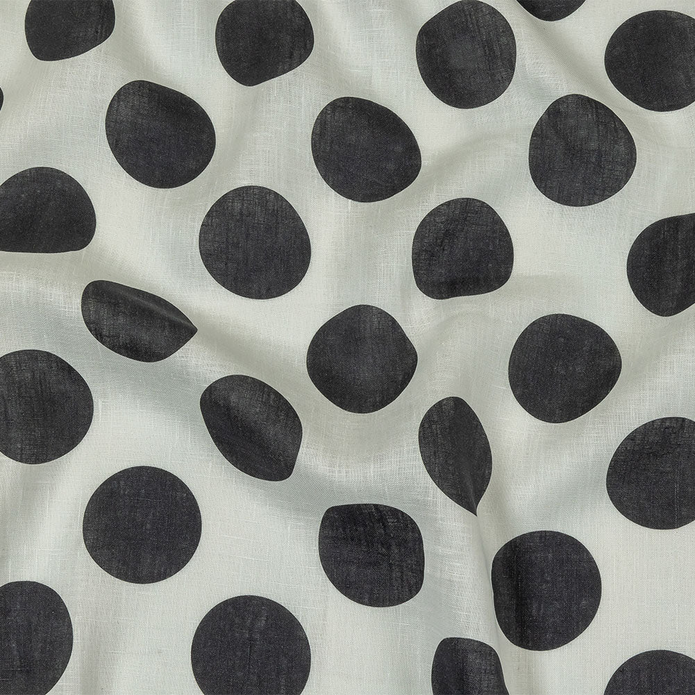 Black and White Big Polka Dots Medium Weight Linen Woven - Joann Fabrics