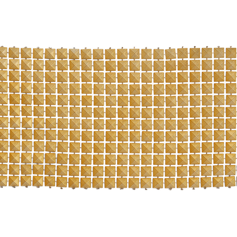 Yaya Han Textured Square Pyramid Studded Chainmail Trim - Yellow Gold, 4