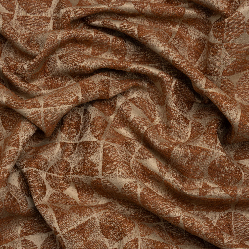 Circles and Slices Recycled Polyester and Cotton Drapery Jacquard - Ginger - British Imported - Joann Fabrics