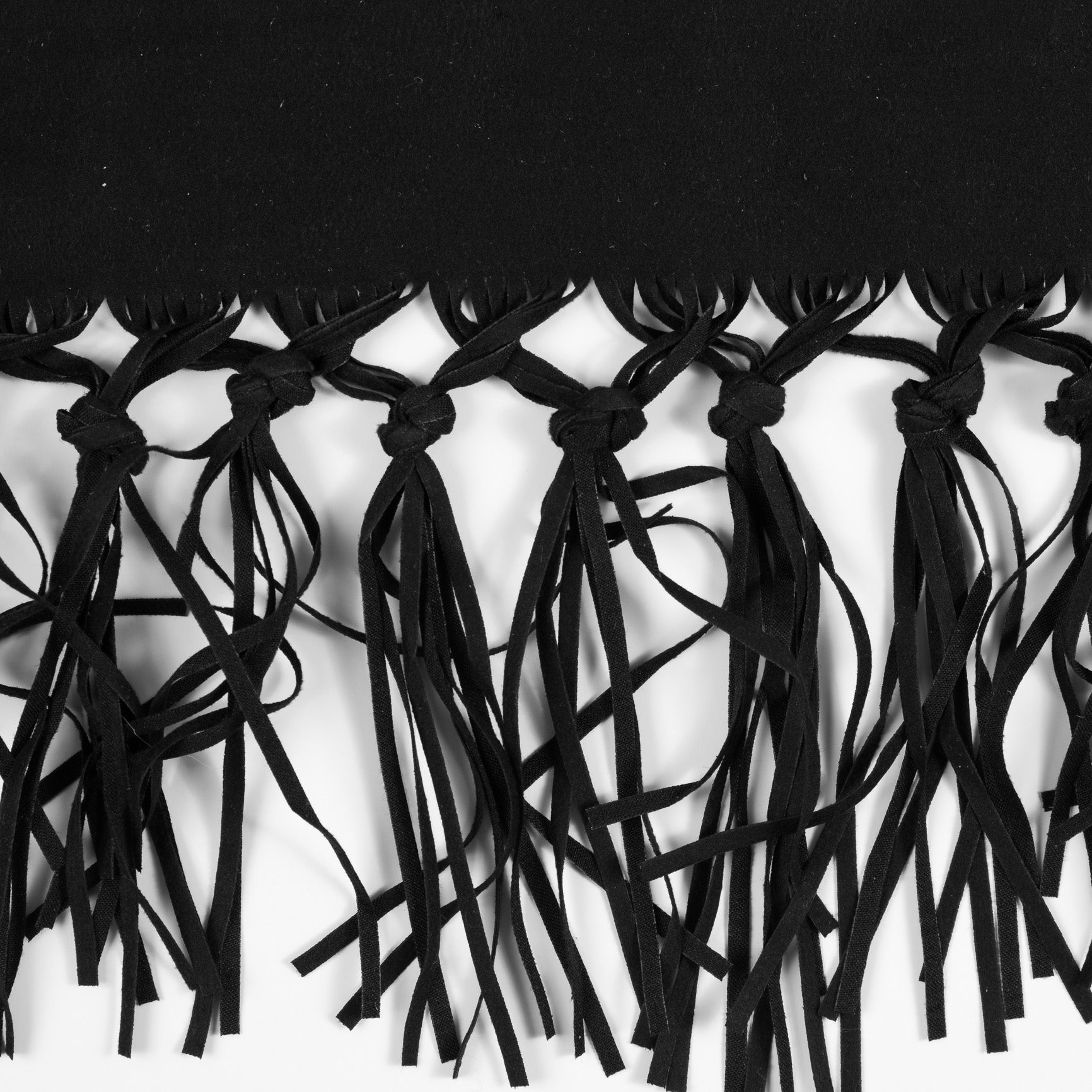 Italian Black Suede Fringe with Knots - 8.5