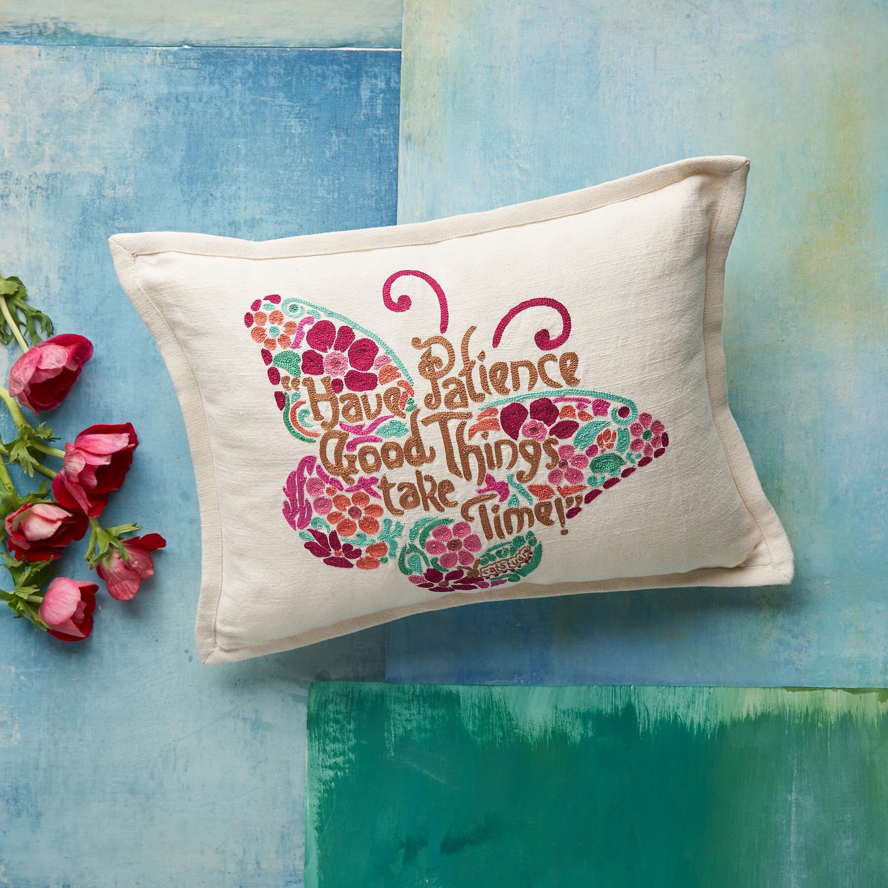 Patience Butterfly Pillow- Pink - Blair Catalog