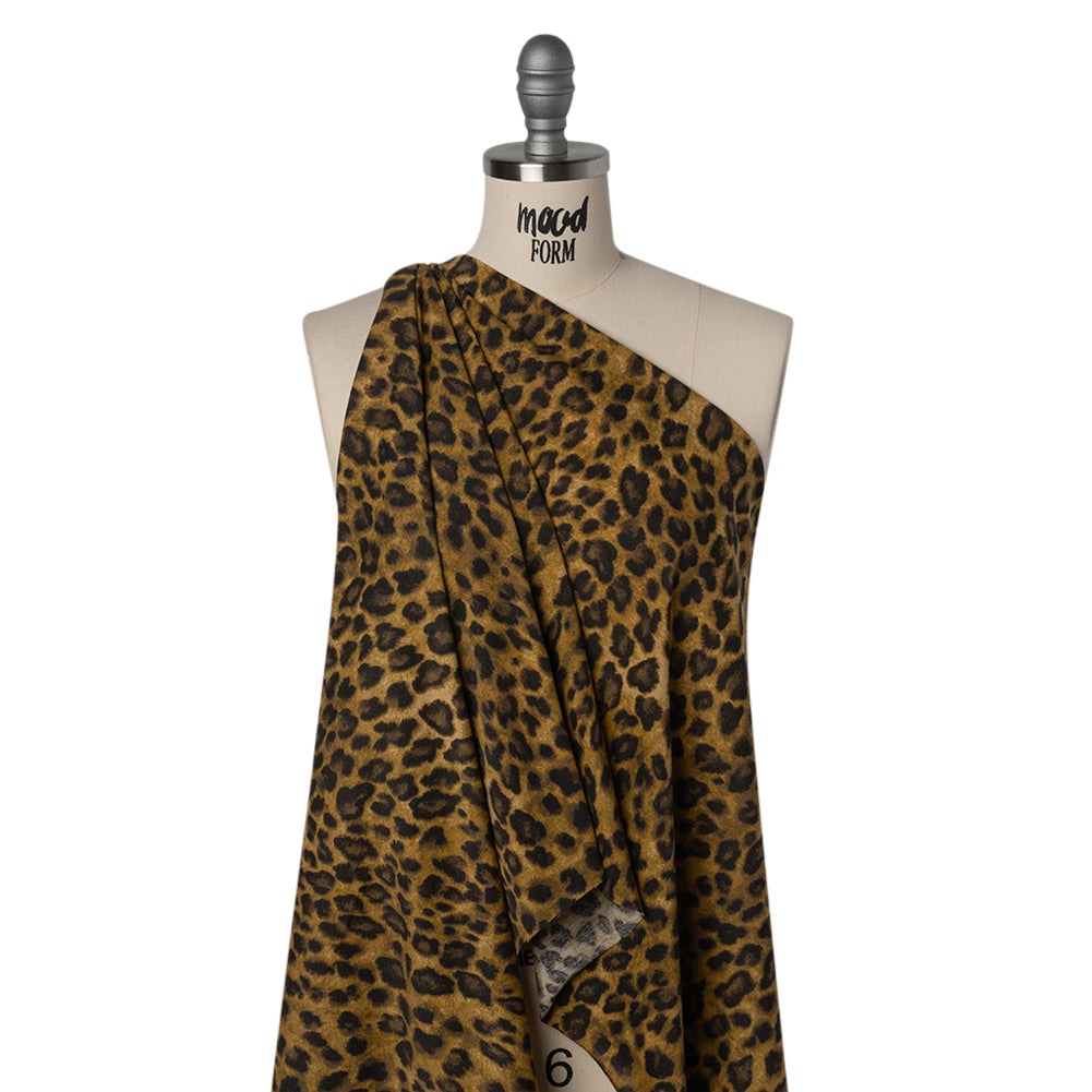 Cotton and Polyester Jersey Print - Dark Tan, Brown and Black Leopard Spots - Deadstock - Joann Fabrics