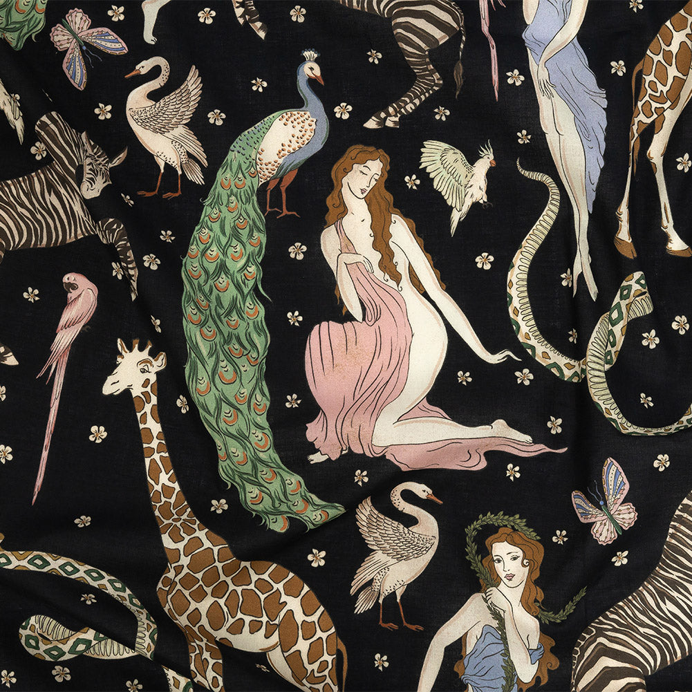 Cotton Voile Print - Black Animals and People - Mood Exclusive Elysian Menagerie - Joann Fabrics