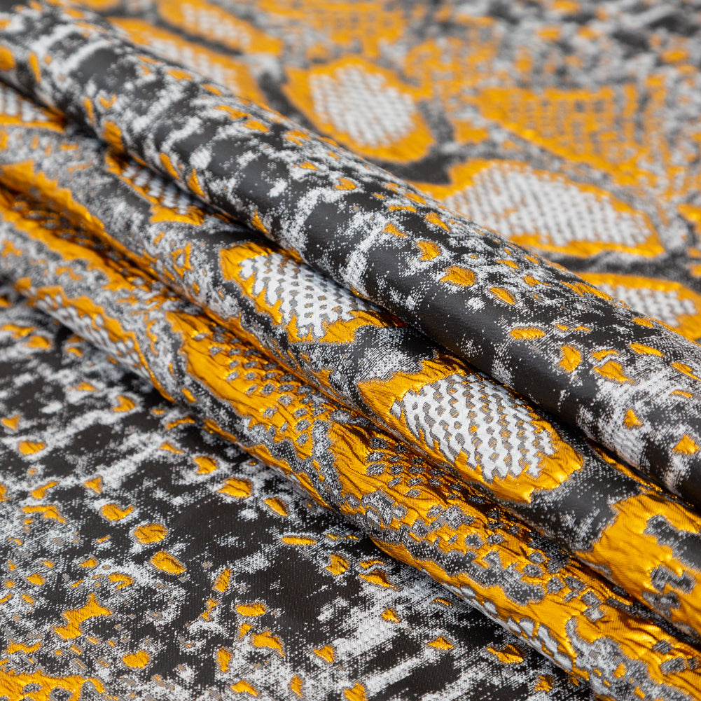 Metallic Copper, Black and Gray Reptilian Luxury Brocade - Joann Fabrics