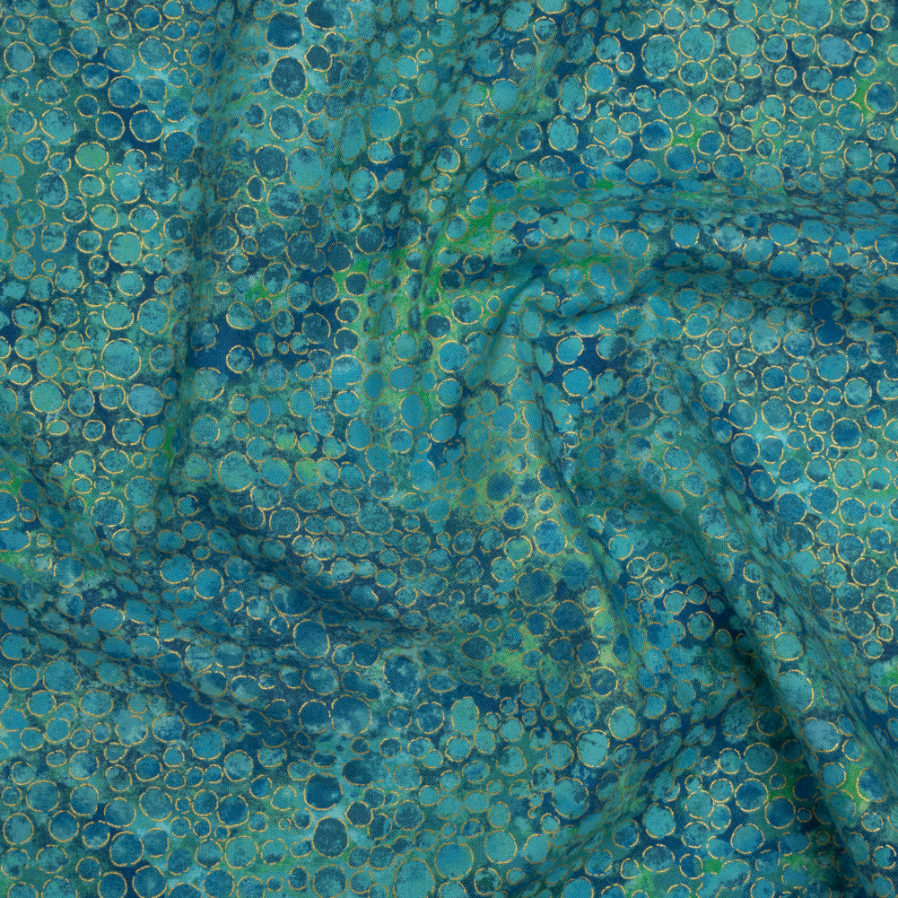 Metallic Printed Quilting Cotton by Northcott - Lagoon River Rocks - Shimmer Collection - Joann Fabrics