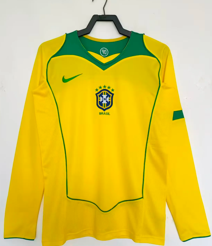 2004 Retro Long Sleeve Brazil Home Football Jersey 1:1 Thai Quality
