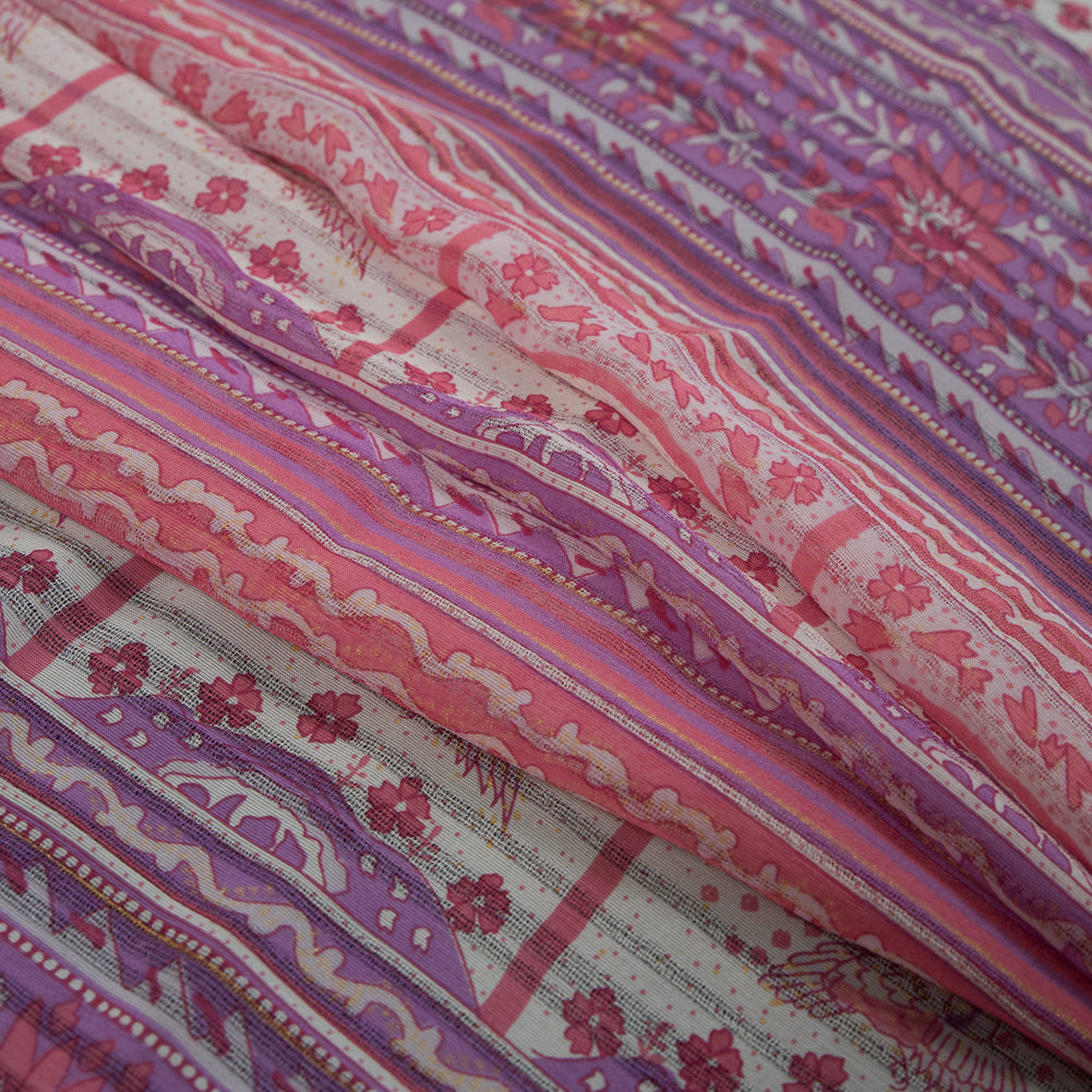 Pink, Purple and Beige Floral Gauzy Silk - Joann Fabrics