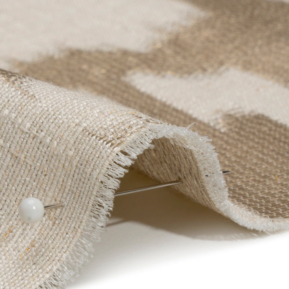 Ivory and Taupe Geometric Ikat Viscose, Polyester and Linen Drapery Jacquard - Joann Fabrics
