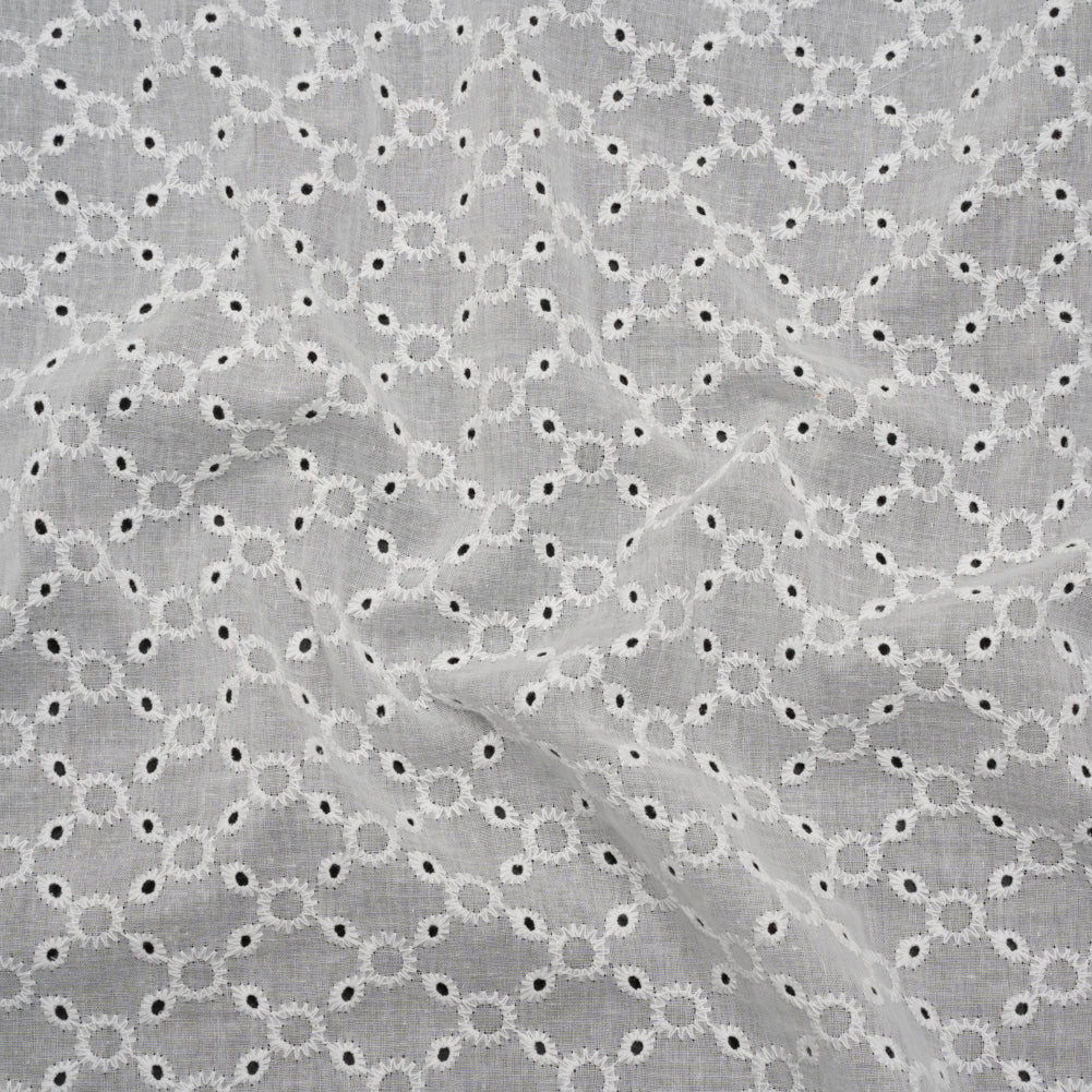 Embroidered Eyelet Cotton Voile - White Rings and Lattices - Naomi Collection - Joann Fabrics