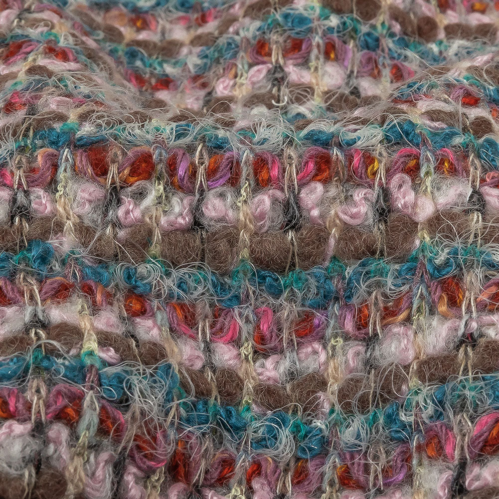 Italian Taupe, Keepsake Lilac and Teal Striped Boucle Chunky Wool Sweater Knit - Joann Fabrics