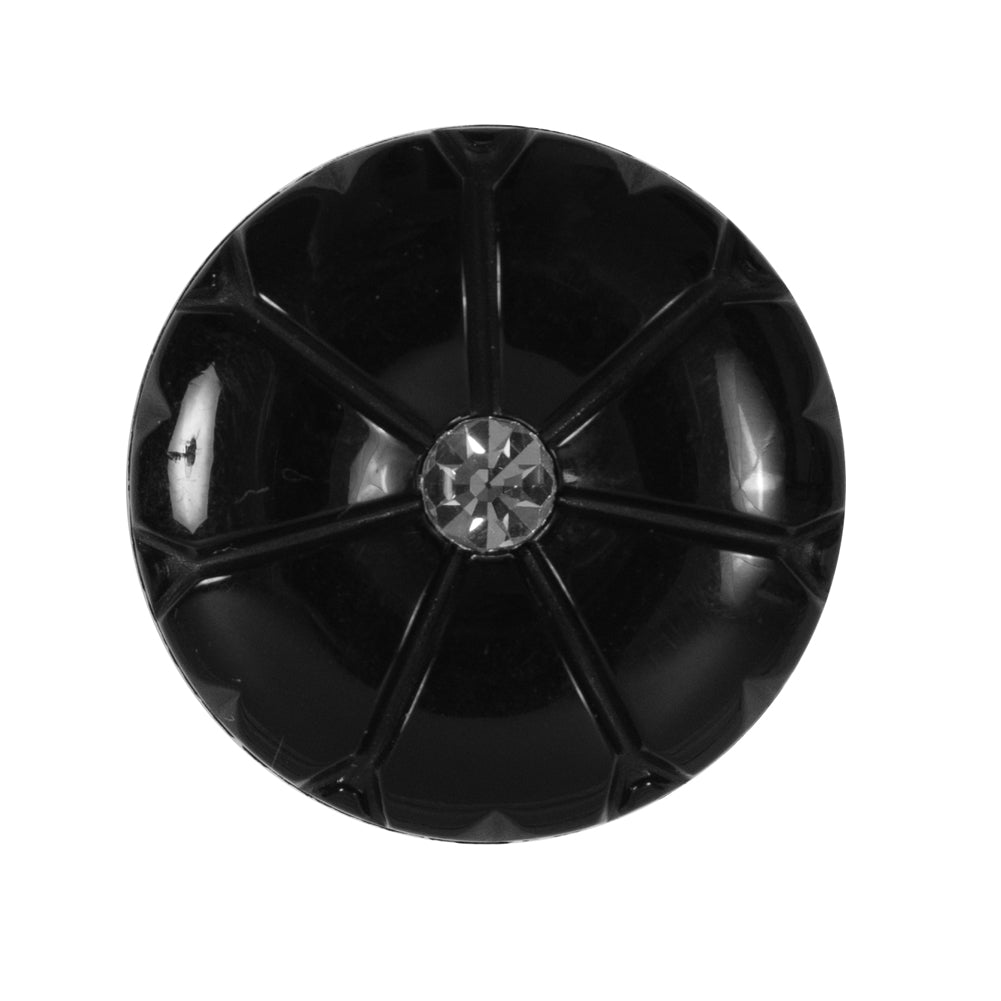 Black Dome Shaped Plastic Button with Rhinestone Center - 44L/28mm - Joann Fabrics