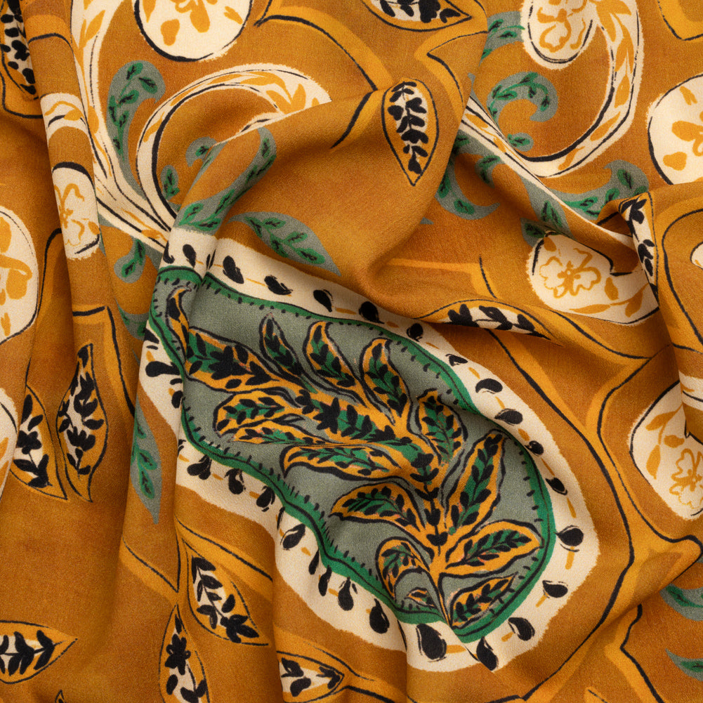 Mood Exclusive Tan Bountiful Blooms Lightweight Polyester Crepe - Joann Fabrics