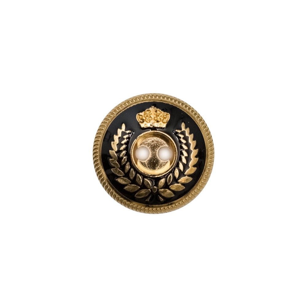 Italian Gold and Black 2-Hole Crest Button - 24L/15mm - Joann Fabrics