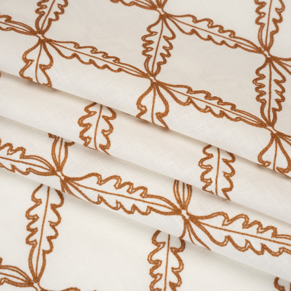 Embroidered Polyester and Cotton Woven - Paprika Leaf Diamonds - British Imported - Joann Fabrics