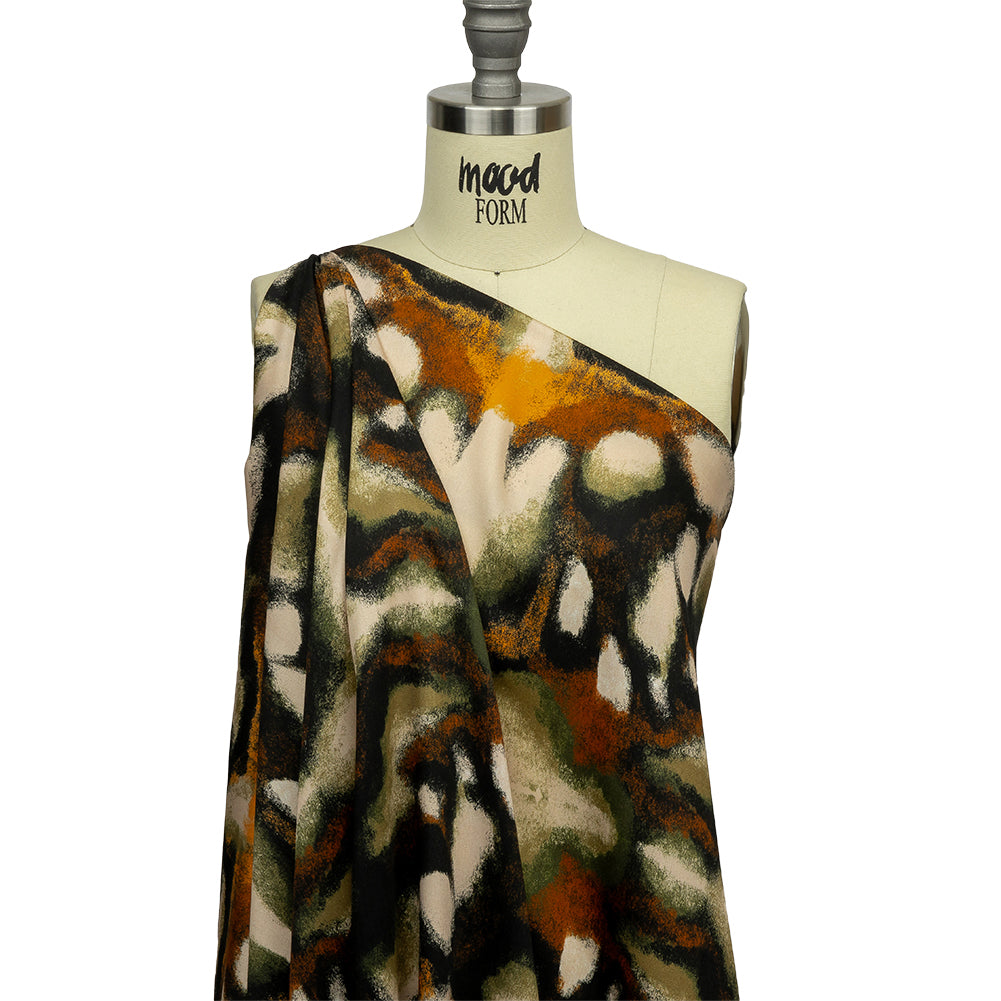Rayon Challis - Black and Beige Abstract - From the Earth Print - Mood Exclusive Rockland Collection - Joann Fabrics
