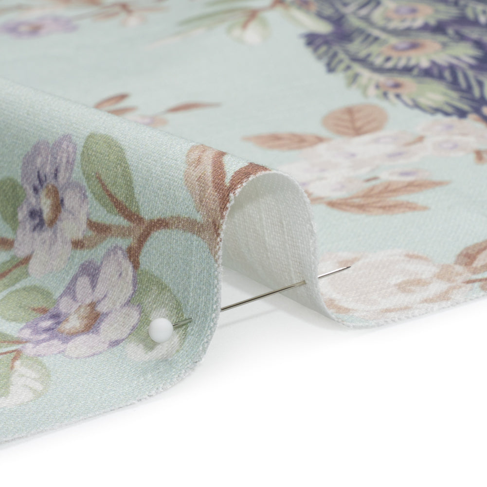 Cotton Canvas Print - Duckegg Peacocks in the Trees - British Imported - Joann Fabrics