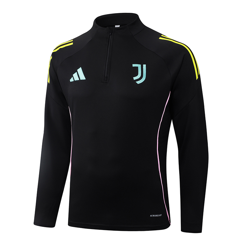 2025/2026 Juventus Half-Pull Training Suit Black Football Shirt 1:1 Thai Quality Set