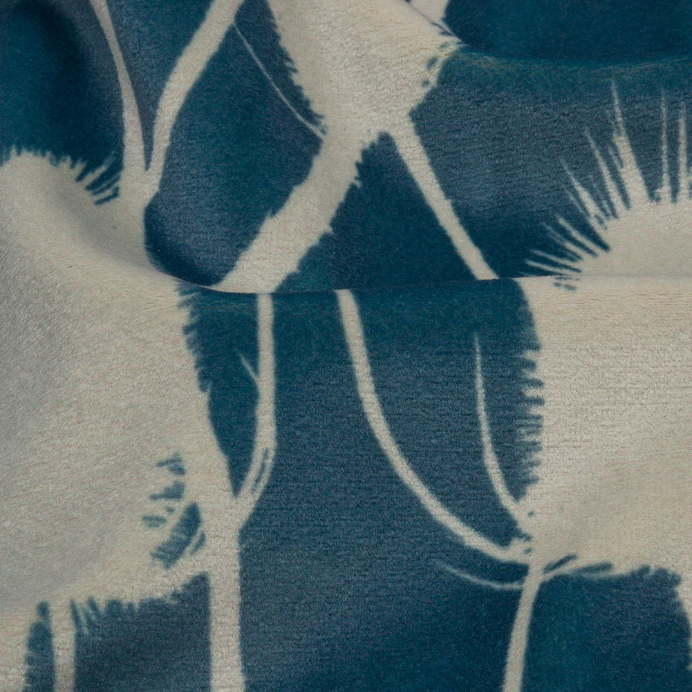 Printed Polyester Velvet - French Navy Thistle Stems - British Imported - Joann Fabrics