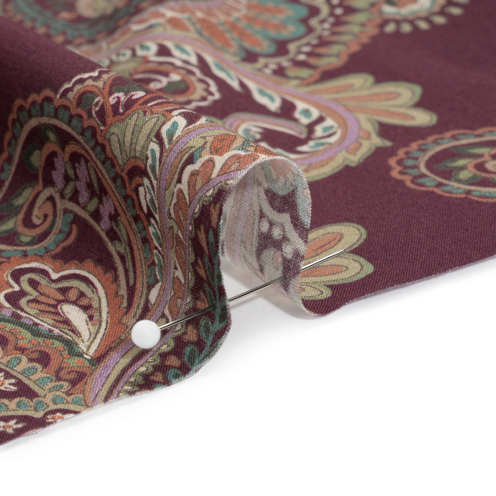 Cotton Voile Print - Burgundy and Green Paisley - Mood Exclusive Giving Thanks - Joann Fabrics