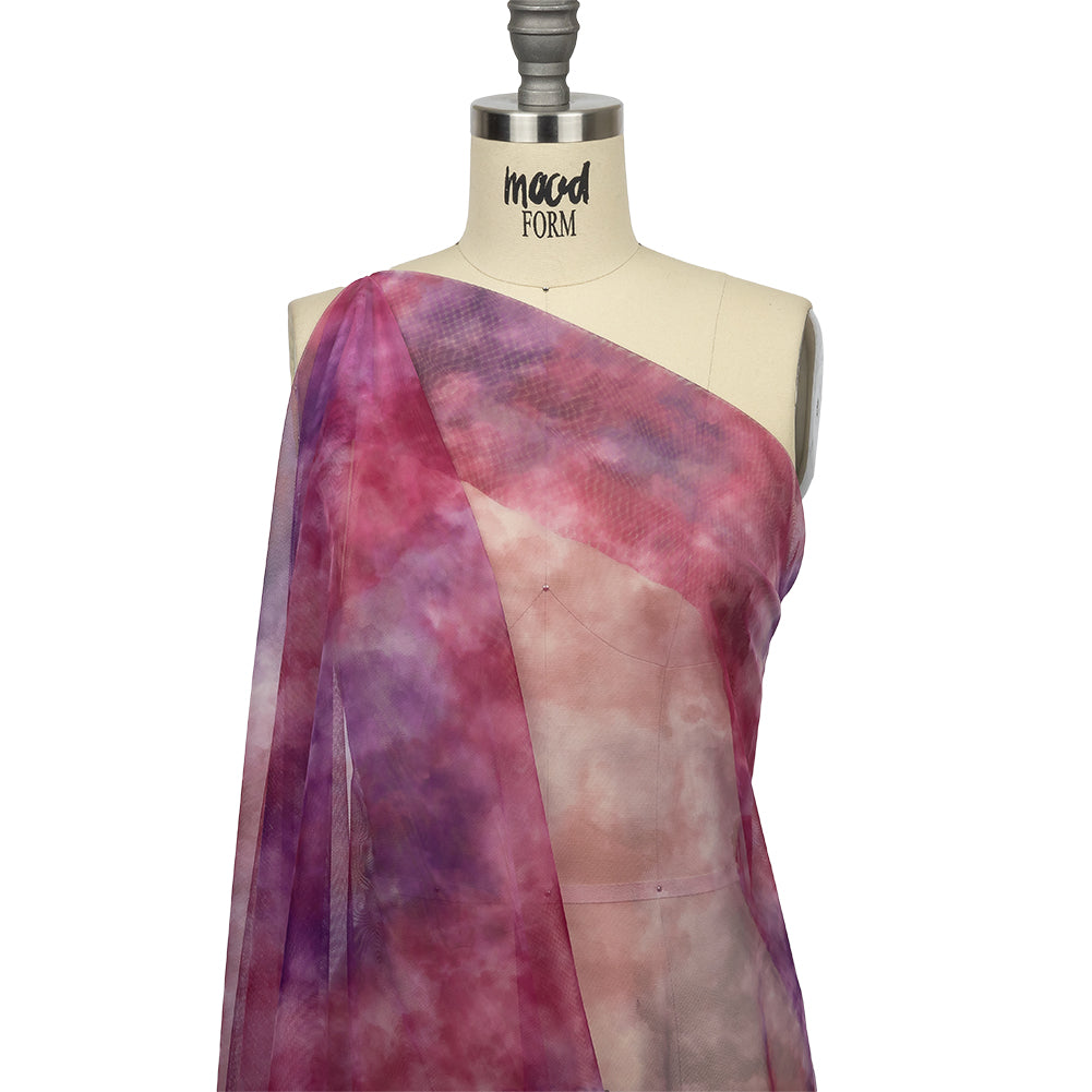 Magenta and Purple Abstract Watercolor Printed Tulle - Joann Fabrics