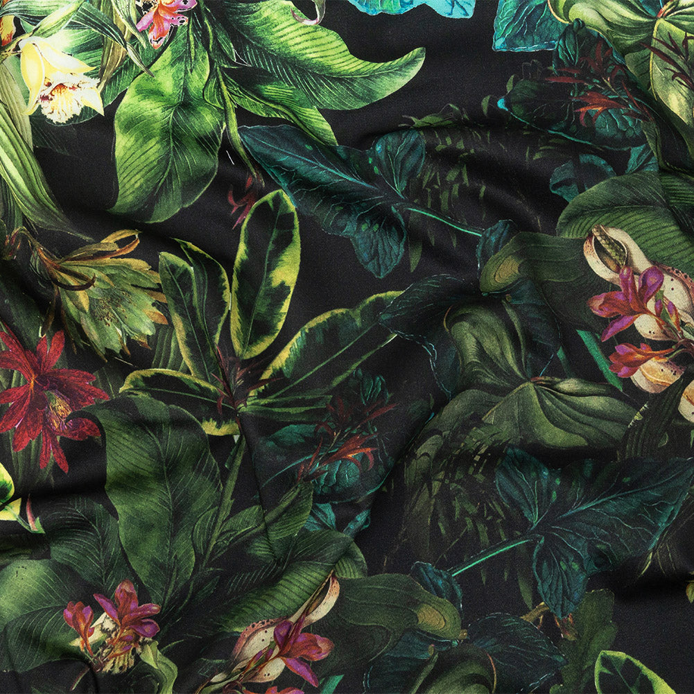 Mood Exclusive Obsidian Florals and Fauna Stretch Cotton Sateen - Joann Fabrics