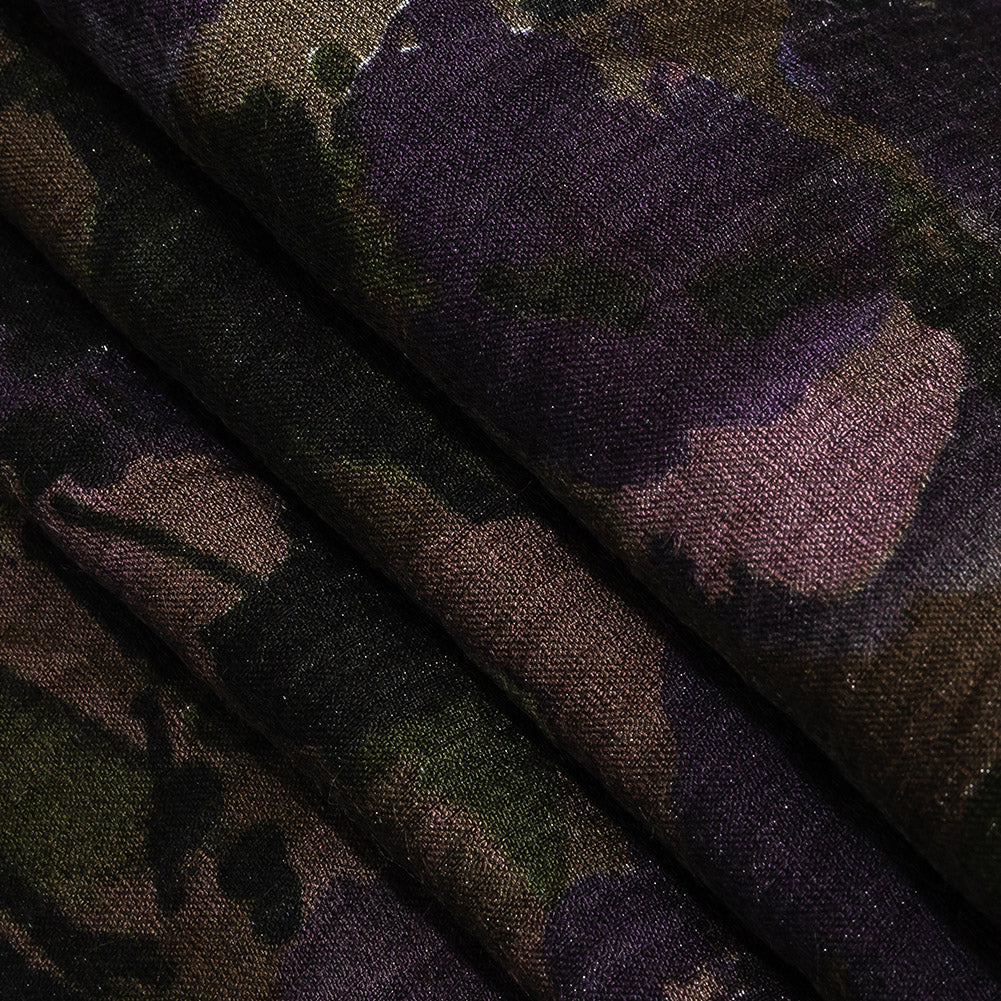 Italian Shimmering Purple and Gray Floral Vegan Crinkled Woven - Joann Fabrics