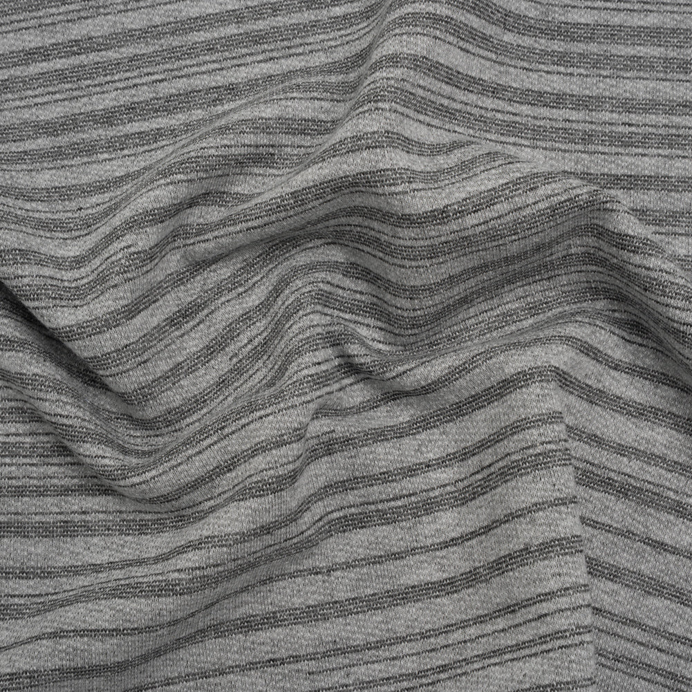 Cotton Blend French Terry - Heathered Light Gray and Charcoal Gradient Stripes - Deadstock - Joann Fabrics
