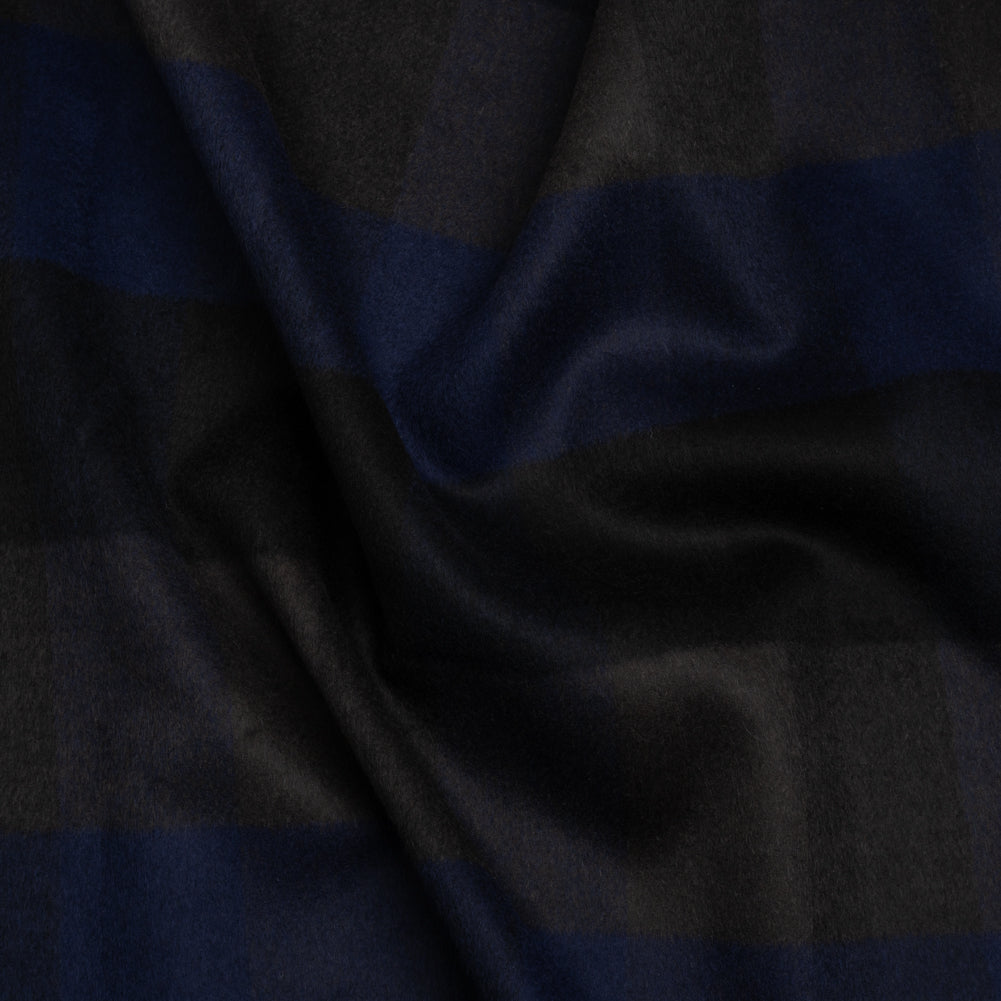 Black, Navy and Charcoal Checked Brushed Wool Blend Twill Coating - Joann Fabrics