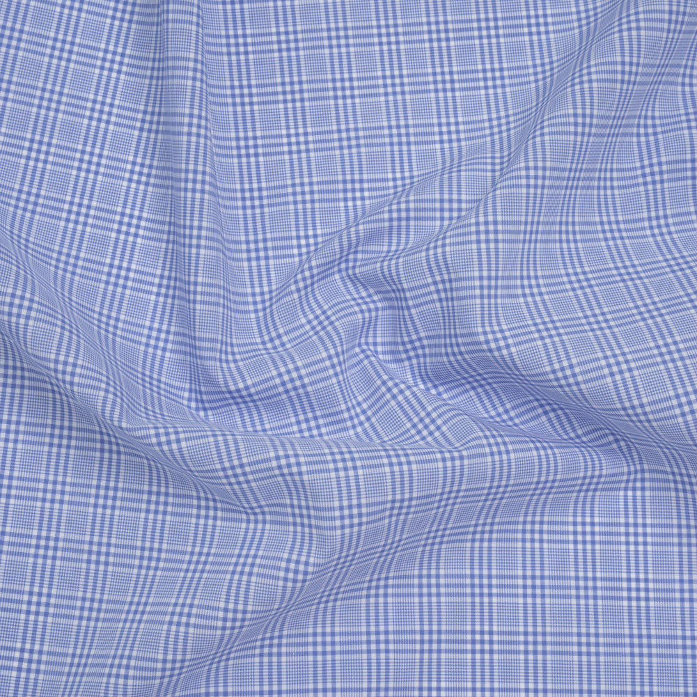 Cotton Shirting - Light Blue and White Checked Plaid - Designer Deadstock - Joann Fabrics