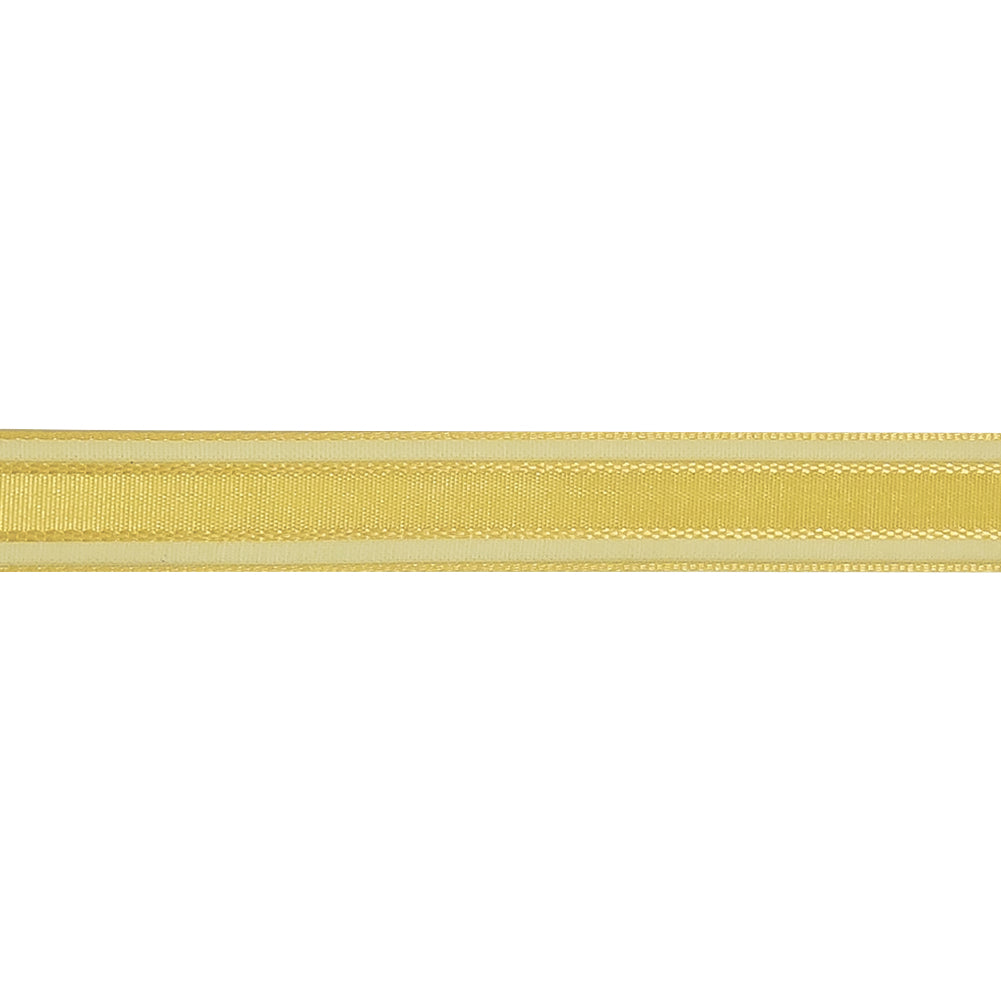 Yellow Woven Ribbon with Sheer Organza Borders - 0.5