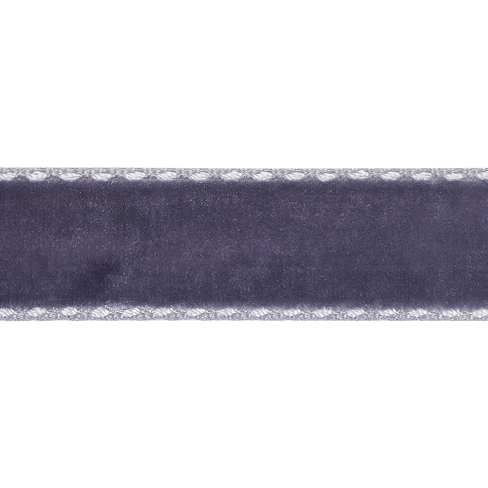 Faded Purple and White Side-Stitched Velvet Ribbon - 0.625