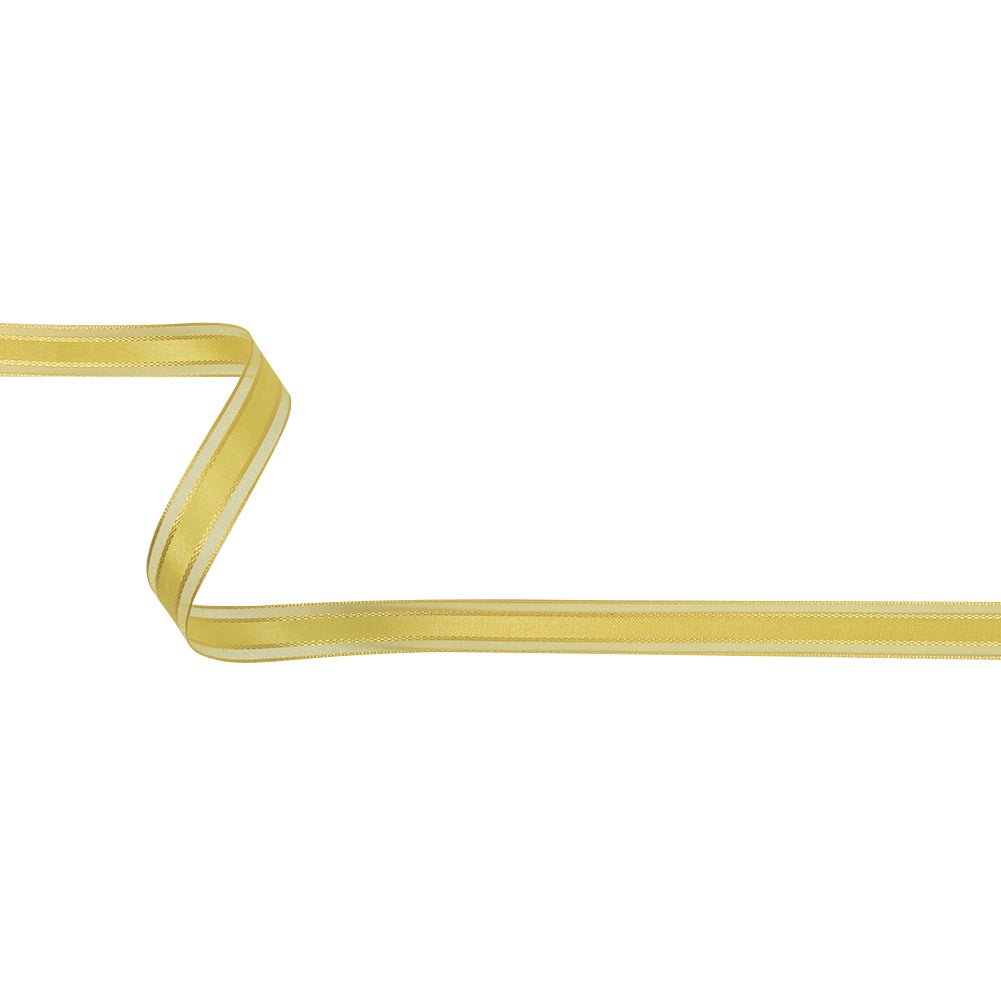 Yellow Woven Ribbon with Sheer Organza Borders - 0.5