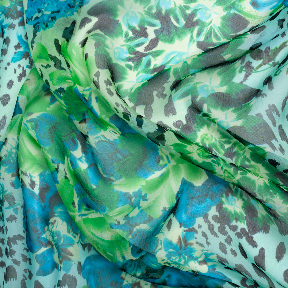 Blue and Green Jungle Fun Silk Voile - Joann Fabrics