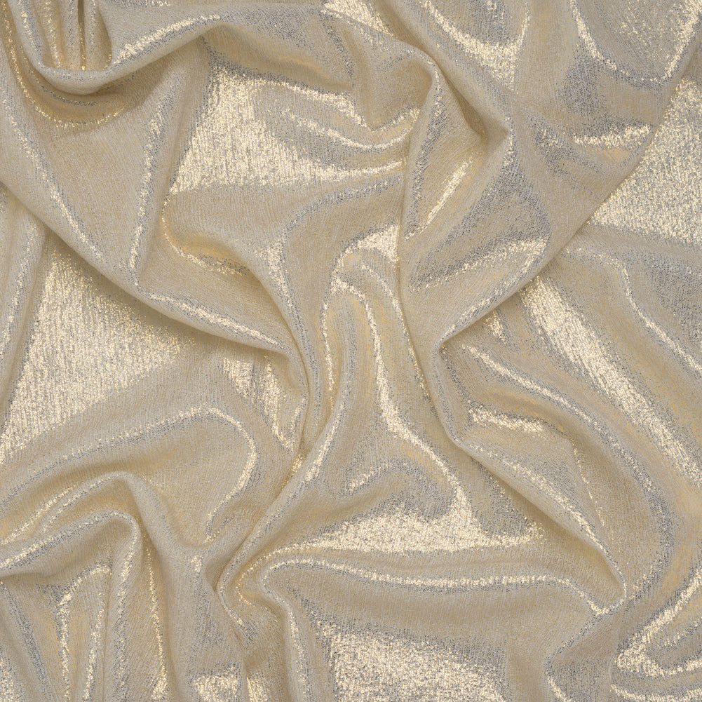 Metallic Foiled Uneven Stretch Rib Knit - Gold on Ivory - Estelle Collection - Joann Fabrics