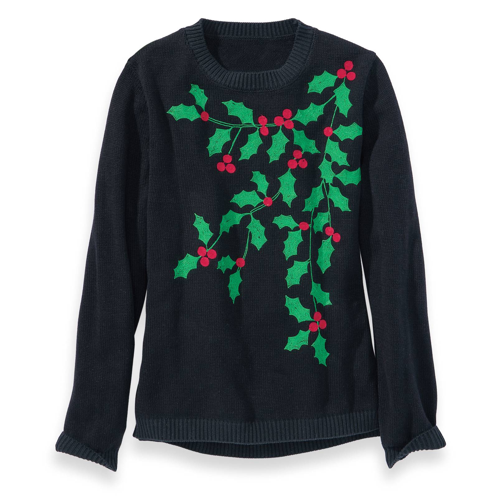 Holly Berry Sweater, Embroidered, Pullover - Northstyle Catalog