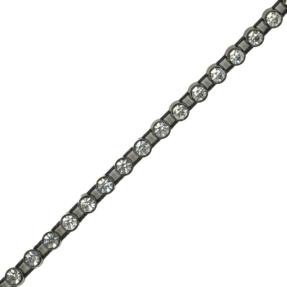 Vintage Black and AB Crystal Single Row Rhinestone Trim - 0.125