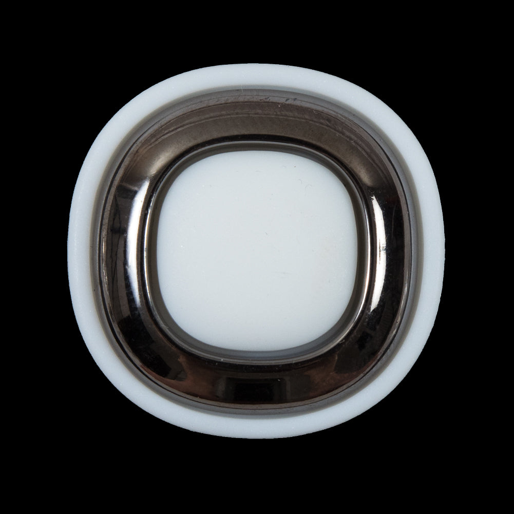White and Gunmetal 2-Piece Plastic Button - 48L/30.5mm - Joann Fabrics
