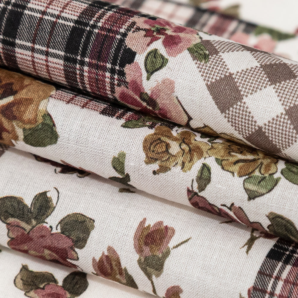 Cotton Voile - Plaid and Floral Patchwork - Peony Picnic Print - Mood Exclusive Serengeti Collection - Joann Fabrics