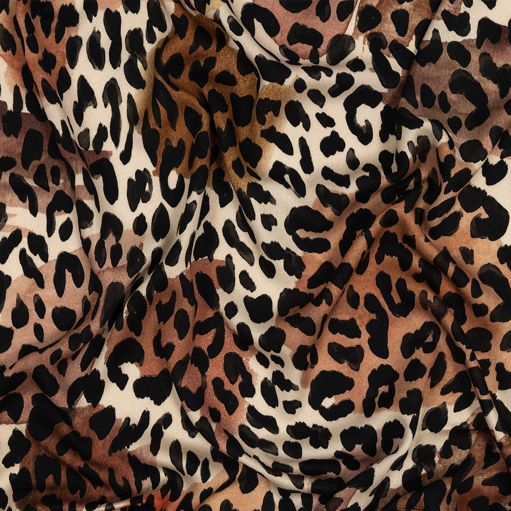 Rayon Challis - Beige and Black Leopard Spots - Animato Print - Mood Exclusive Viso Collection - Joann Fabrics