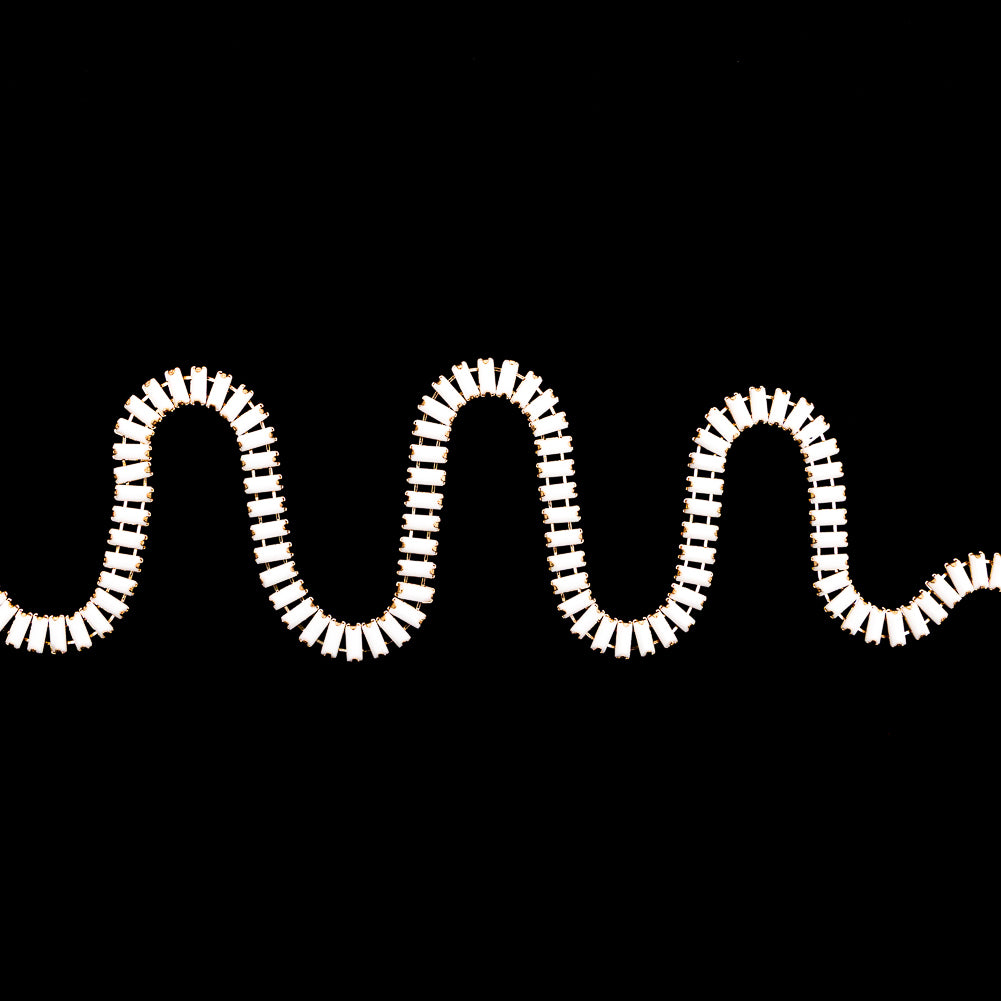 Italian White and Gold Baguette Chain Trim - 0.25