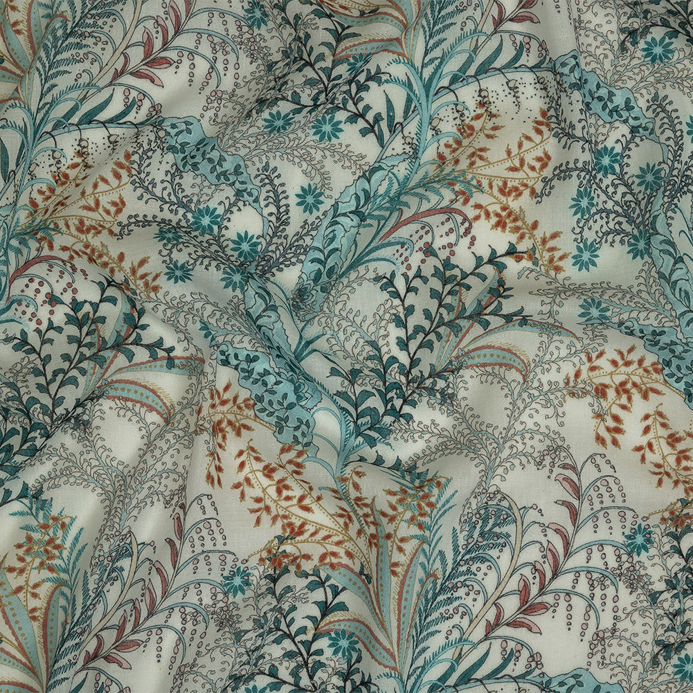 Cotton Gauze - Blue Plants and Florals - Mood Exclusive Storybook Illustrations Print - Joann Fabrics