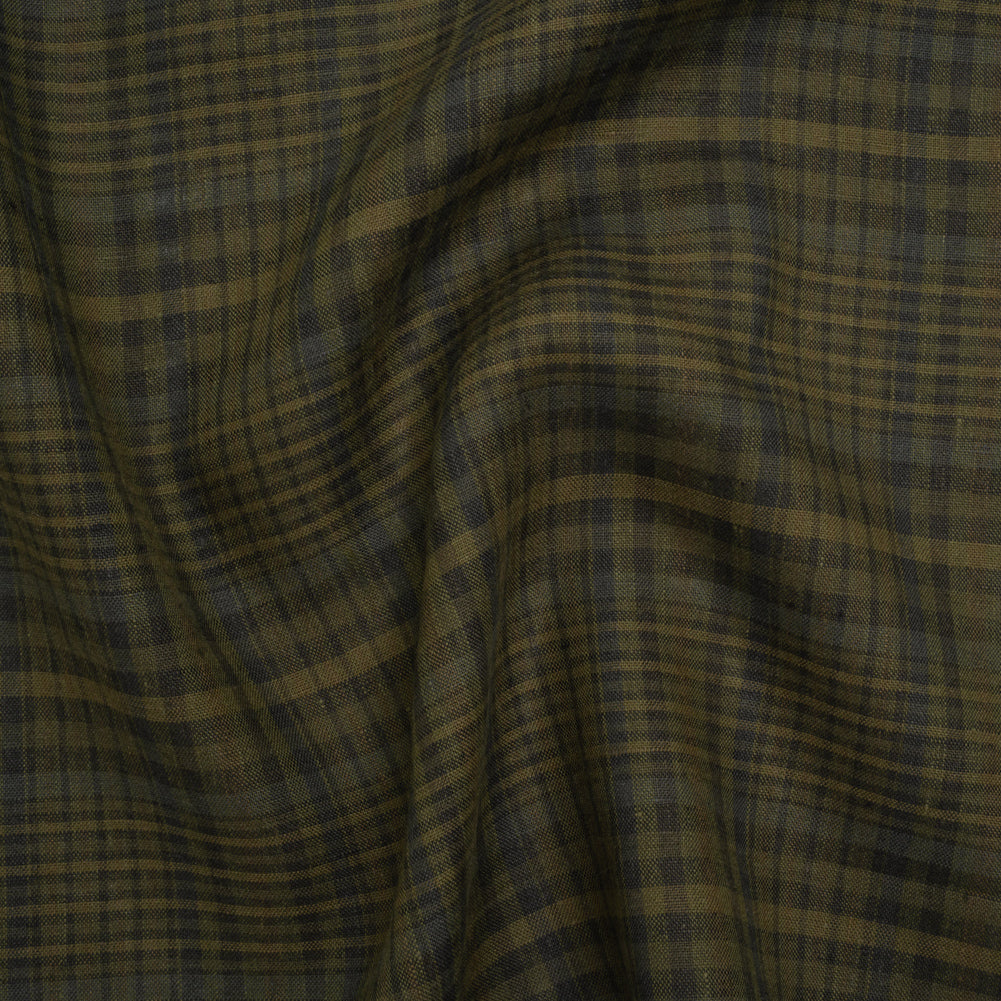 Medium Weight Linen Woven - Olive, Evergreen and Black Plaid - Joann Fabrics